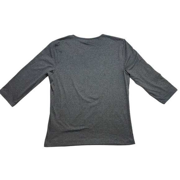 Treble Clef Music Note Top Size L Charcoal Gray Musiccore Graphic Tee 3/4 Sleeve - Picture 4 of 11